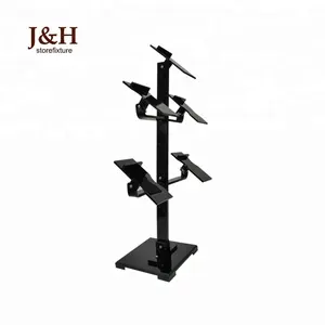 J & H Storefixture الاكريليك الأحذية عرض الرف 3 طبقات قاعدة مربعة مع 5 يدعم لتخزين لإظهار أحذية نسائية