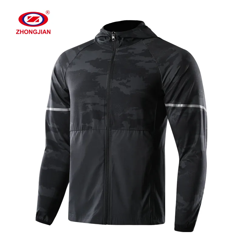 clothing men autumn soft shell hoodie fitted track reflective coat jacket