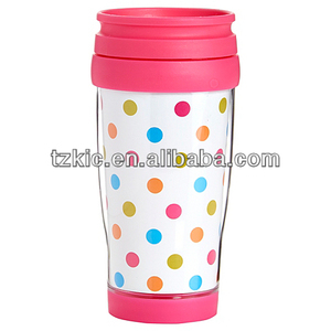 350ml polca punto rosa de viajes vaso de doble pared - Product Image 1
