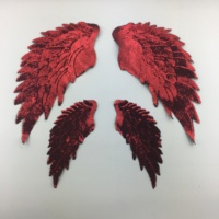 Design personnalisé doré rouge noir ailes d'ange Sequin Applique Patch coudre sur tissu