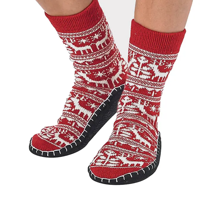 KT1-A589 großhandel erwachsene boden socken mokassin modische strick pantoffel schuh socken mit gummi sohle für erwachsene socke hausschuhe