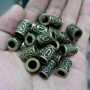 Gelang Warna Perunggu Antik Viking Norse Manik-manik Rambut Jenggot DIY Gelang Perhiasan Liontin Skandinavia