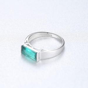CZCITY Green Gemstone S925 Sterling <strong>Silver</strong> Jewelry <strong>Emerald</strong> Square Stone Big <strong>Ring</strong> for Women - Product Image 6
