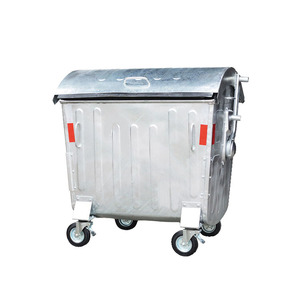 outdoor 1100 liter silver grey color metal types of waste bin