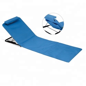 Colchoneta para silla de playa, <span class=keywords><strong>tumbona</strong></span> ligera <span class=keywords><strong>plegable</strong></span> <span class=keywords><strong>baja</strong></span> con respaldo ajustable, reposacabezas, bolsillo de almacenamiento acolchado, portátil, jardín, campamento - Product Image 1