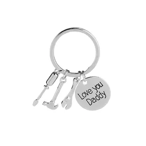 new product metal keychain Love you Daddy Repair Tools Keychain Charm Key Chain Ring for Dad,Fathers Day Gift