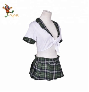 PGWC2397 venta al por mayor Sexy camiseta con rejilla de <span class=keywords><strong>la</strong></span> escuela chica <span class=keywords><strong>traviesa</strong></span> uniforme de estudiante traje Cosplay parte - Product Image 1