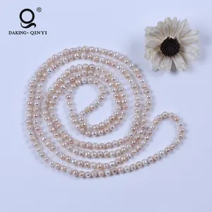 Latest Design Girls A Quality 6-7Mm Pink Real Fresh Water Pearl Beads Necklace