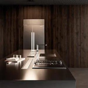 2023 Hangzhou Vermont Kaca Atas Kepala Impor Lemari Dapur dari Cina dengan Prefab Stainless Steel Kabinet Dapur