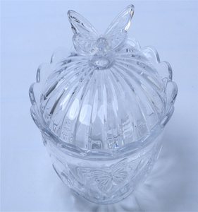 Gros <span class=keywords><strong>noeud</strong></span> papillon avec pied en verre bocal de bonbons avec couvercle papillon fait à la main en cristal bougie pot BR - Product Image 3