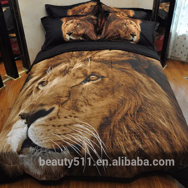 Hot summer animal bedding sets leopard lion horse 3D 4ps in sets of printing air conditioning beautiful bed sheet BS64