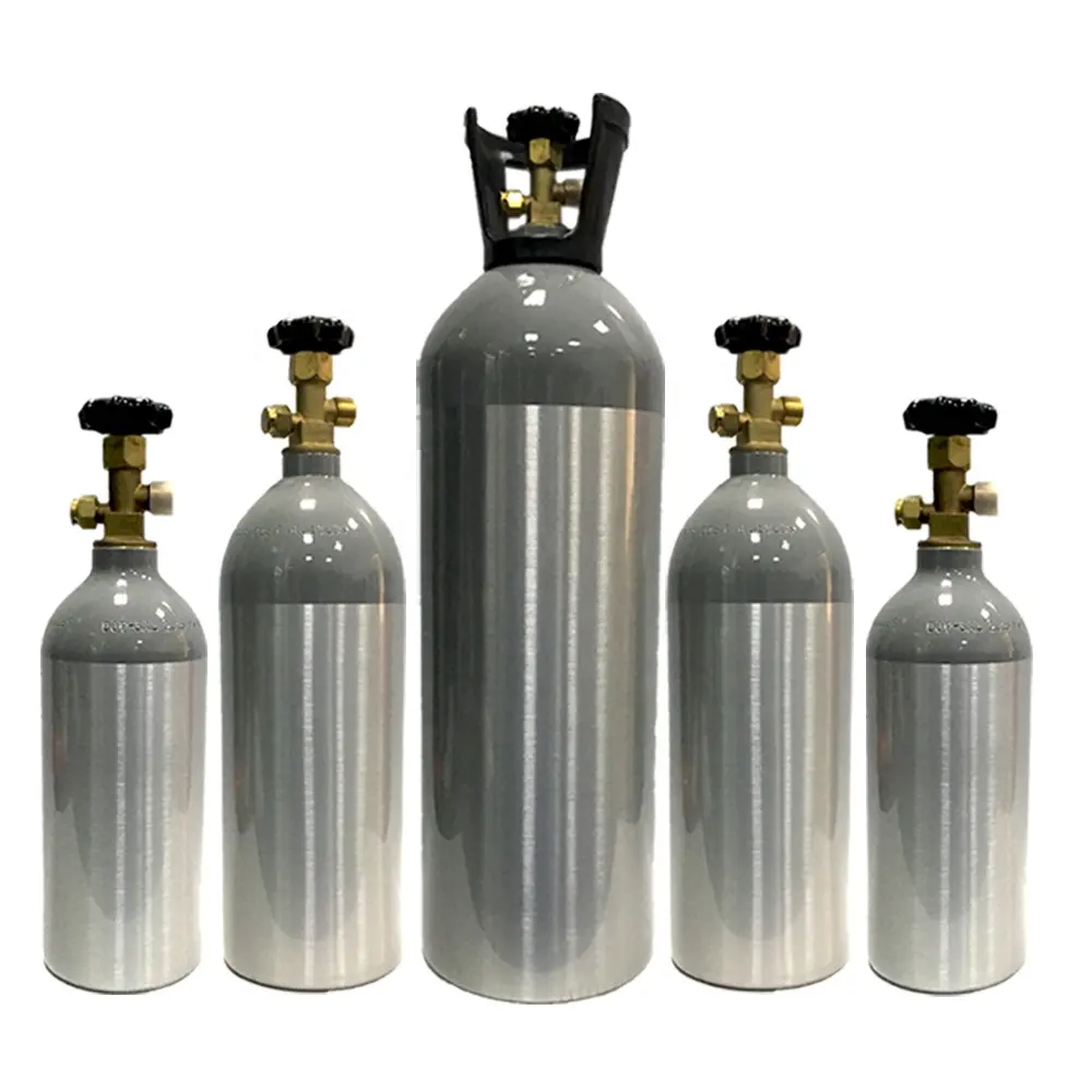 Silinder Gas Co2 Silinder, Isi Ulang 1L 2L 3L 5L 10L Tangki Makanan Aluminium Co2 untuk Akuarium Minuman
