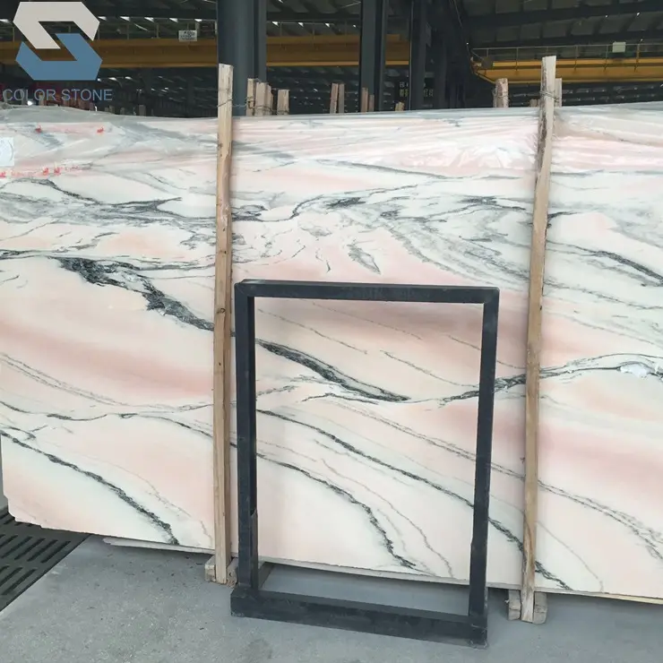 Luxury cloudy Pink cipollino marble tiles 60x60cm