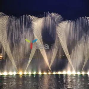 3d 数字户外喷泉表演与音乐在 200 米河流
