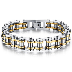 Chaîne <span class=keywords><strong>de</strong></span> main pour <span class=keywords><strong>homme</strong></span> fabriquée en Chine, <span class=keywords><strong>bracelet</strong></span> en acier inoxydable 3161, maillons dorés - Product Image 4