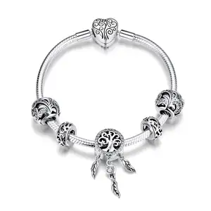 BAGREER SCB814 Wholesale retro charms 925 silver leaves magic forest handmade Diy creative 925 Silver Bead Bangles