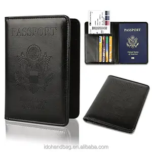 رخيصة الثمن أفضل بائع بو أغطية جلد محفظة سفر حالة RFID حجب حامل جواز السفر