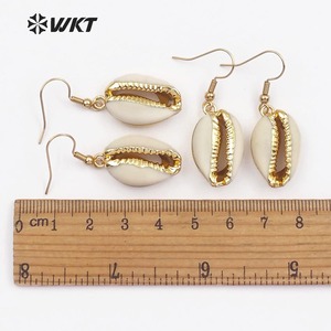 WT-E163 All'ingrosso Genuino piccolo ciprea <span class=keywords><strong>orecchini</strong></span> con 24 k placcato <span class=keywords><strong>oro</strong></span> reale, moda bella calda ciprea <span class=keywords><strong>orecchini</strong></span> - Product Image 5