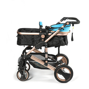 Poussette de luxe en alliage d'aluminium doré / Poussette vélo pour mère et bébé / Poussette 3 en 1 - Product Image 4