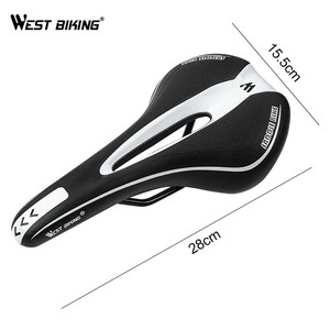WEST BIKING <span class=keywords><strong>Selle</strong></span> <span class=keywords><strong>de</strong></span> vélo confortable en cuir PU respirant avec coussin avant en silicone pour vélo <span class=keywords><strong>de</strong></span> route VTT, simple et élégante - Product Image 5