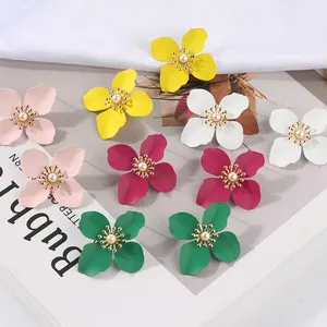 STAR PRODUCT 2021 New Designs Earrings Women Jewelry Wholesale COLORFUL Flower Hoop Earrings Fashion Earring women