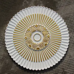 HN-762 Plaster Home Decorative Polyurethane Ceiling Rose/Rosette PU Modern Gold Large Ceiling Medallion