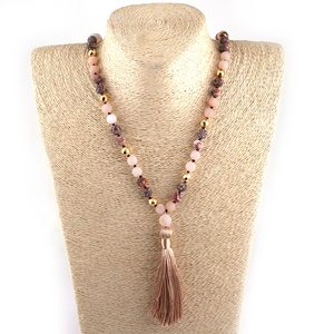Pietra Naturale di modo Del Leopardo Della Banda perline Annodato Lunga Collana Della Nappa - Product Image 4