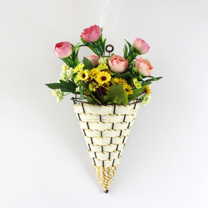 <span class=keywords><strong>Panier</strong></span> de planteur mural, tissu en rotin métallique, décoration suspendue pour suspension de fleurs - Product Image 5