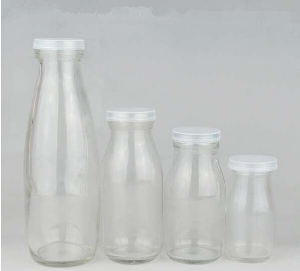 200ml 300ml 500ml glass milk drinking bottle with plastic cap
