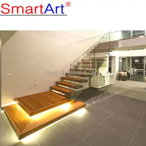 Smartart-escalera flotante de madera sólida con cristal, certificado AS/NZS, 2022