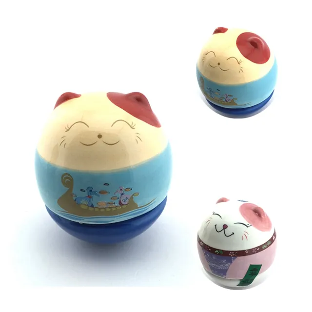 Japanese Waving Lucky Cat / Lucky Cat Charm / Ceramic Porcelain Lucky Cat