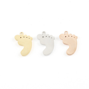 <span class=keywords><strong>Pendentif</strong></span> artisanal poli pour les pieds de bébé, fait à la main, avec strass, en acier inoxydable, 1 pièce, 21.5x15mm - Product Image 4