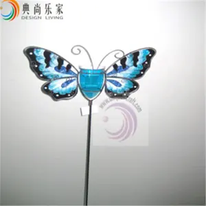 2017 wholesale metal butterfly solar garden light stake