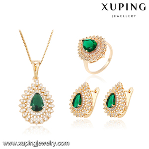 Xuping-Conjunto de joyería nupcial de zirconia, conjunto de joyería de boda con chapado en oro de 18k, 63881