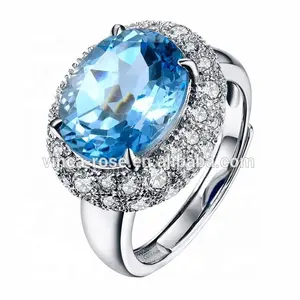 Blau topas edelstein ring silber offenen ring schmuck