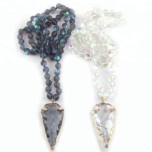 फैशन बोहेमियन आदिवासी गहने क्रिस्टल ग्लास लंबे Knotted ग्लास तीर आकर्षण लटकन हार महिलाओं जातीय हार - Product Image 3