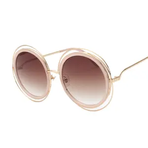 Newest Arrived Elegant Wire Frame Coating Eyewear Twin-Beams Vintage Fashion Sunglasses Women Brand Designer Hollow sunglasses