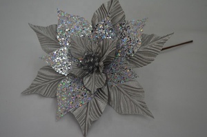 الفضة اللون عيد الميلاد زهرة البونسيتة لعيد الميلاد الديكور - Product Image 2