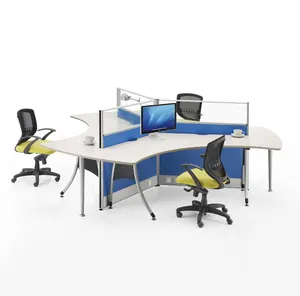 120 Degree Office Cubicle Triple 3 Person Office Workstation y shape 3 way staff seater Office Furniture