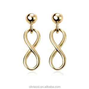 Olivia 22k Yellow Gold Jewelry Infinity Design Hoop Earrings Stainless Steel Fashion Earrings Women