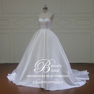 XFM034 Elegant Mikado Wedding Dress <strong>Bridal</strong> Gown With Detachable Beautiful Dot <strong>Jacket</strong> - Product Image 4