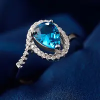 Neue Design Hongsheng Schmuck Blauen Edelstein Moissanite Hochzeit Ring für Frauen DS0118