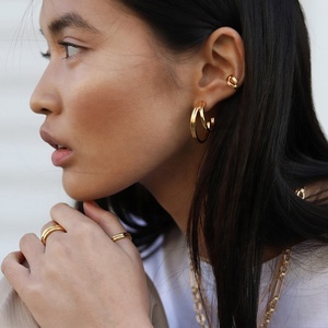 Gemnel Latest Design 18K Gold Plated No Piercing <strong>Infinity</strong> <strong>Earrings</strong> Wholesale Ear Cuff Men - Product Image 4