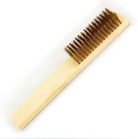 long wooden handle brass wire brush