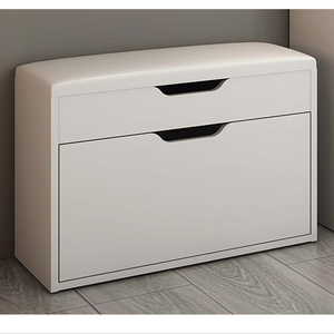 Estante de madera <span class=keywords><strong>blanco</strong></span> para zapatos, estante de madera moderno personalizado de fácil montaje, ahorro de espacio, 1/2/3 - Product Image 4