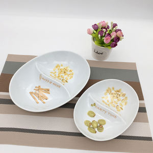 Plato Ovalado Creativo Nórdico de Cerámica Blanca Ecológica con Dos Compartimentos para Aperitivos, Postres, Frutos Secos, para el Hogar, Hotel, <span class=keywords><strong>Restaurante</strong></span> - Product Image 6