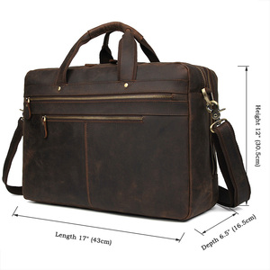 Porte-documents vintage en <span class=keywords><strong>cuir</strong></span> de vache Crazy Horse pour hommes, sacoche pour <span class=keywords><strong>ordinateur</strong></span> portable de <span class=keywords><strong>17</strong></span> <span class=keywords><strong>pouces</strong></span>, <span class=keywords><strong>sac</strong></span> de voyage d'affaires pour hommes - Product Image 2