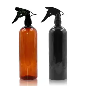 Cosmetische 32Oz Zwarte Amber Huisdier Trigger Lichaam Haarspuitfles Trigger Spray Plastic Fles 1 Liter Plastic Fles