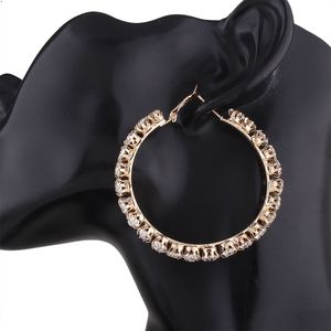 Di alta Qualità di Grandi Dimensioni In Oro Placcato Strass 5 centimetri Grande Rotonda del Diamante di Cristallo <span class=keywords><strong>Orecchini</strong></span> A Cerchio - Product Image 4