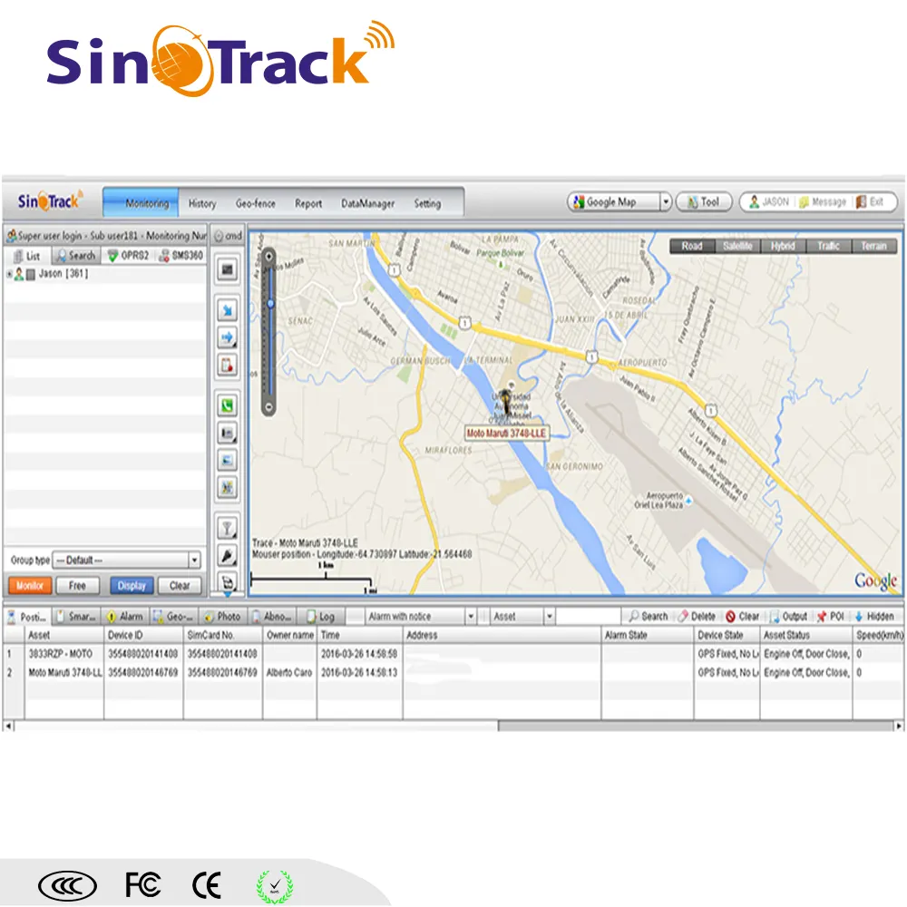 GPSトラッカー車両ソフトウェアはGoogleEarthをサポート